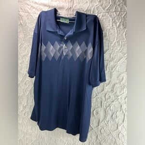 PGA Tour Argyle Pattern Short Sleeve Polo Blue, Size XL, Golf